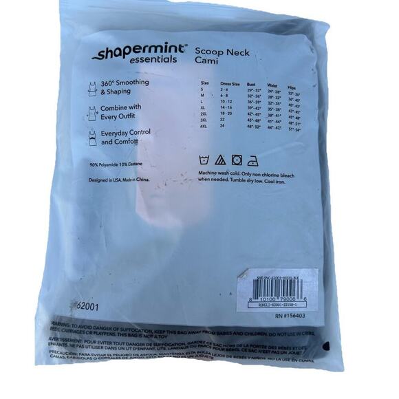 Shapermint Essentials All Day Every Day Scoop Neck Cami 4XL Black NEW 62001 - Picture 9 of 10